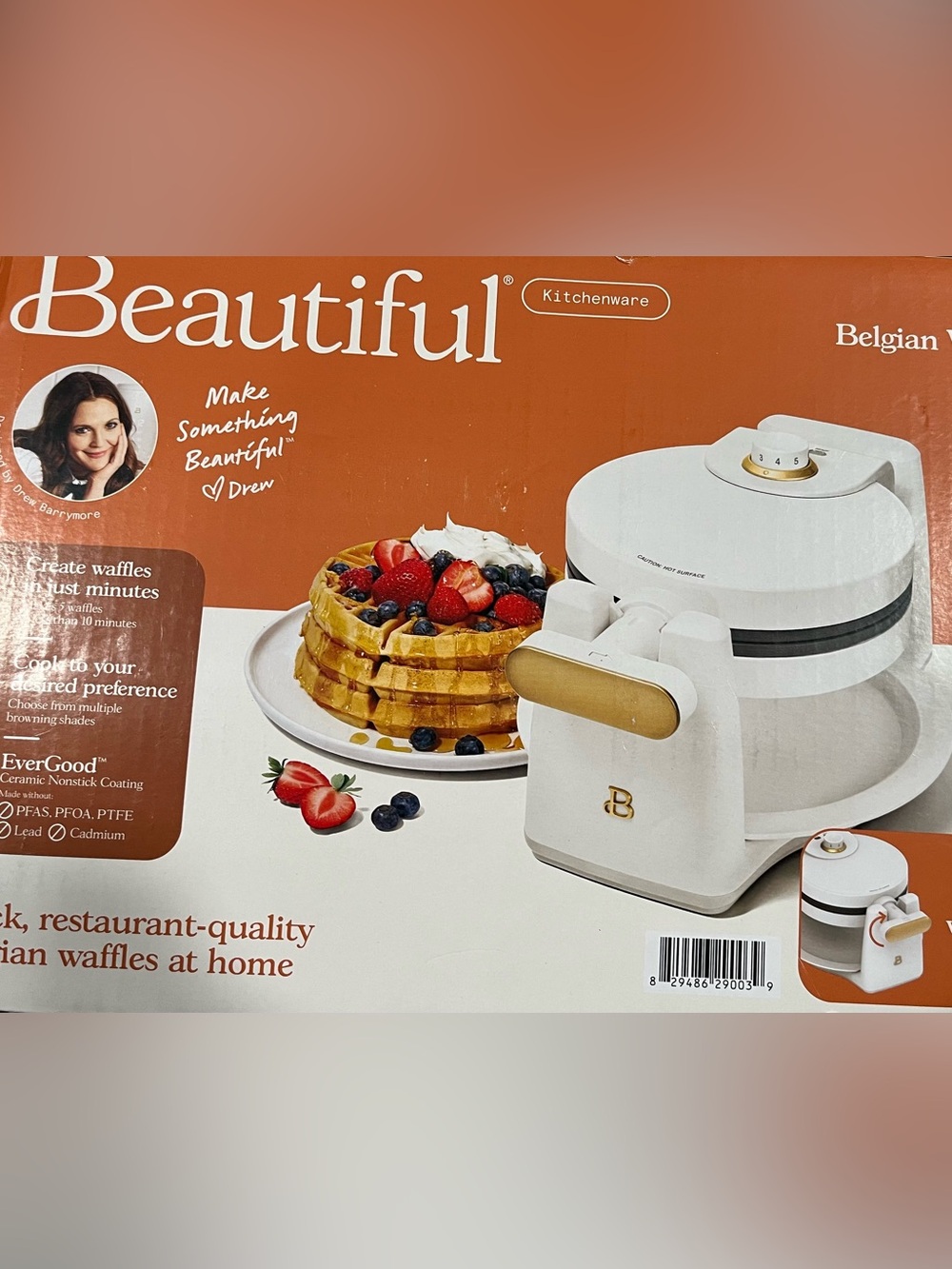 Beautiful White & Gold Belgian Waffle Maker
